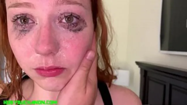 Redhead teen Arietta Adams sloppy face fuck and cum in mouth