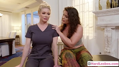 Blonde bombshell client gets devoured by curly teen sex therapist, hell yeah!