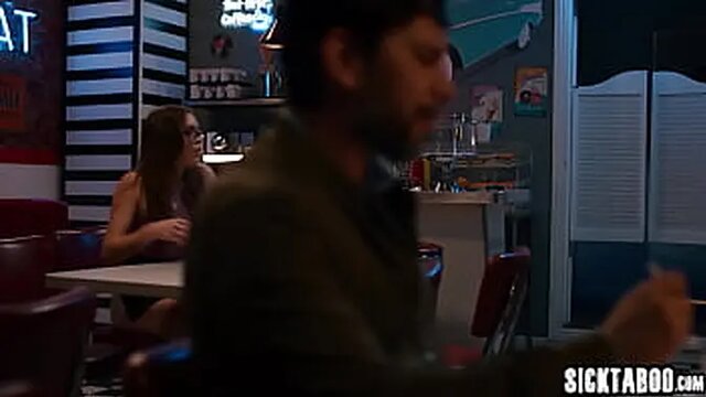 Teen waitress Katie Kush deepthroats and gets fucked hard