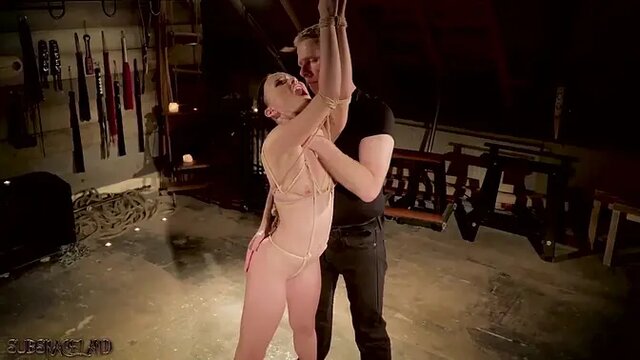 Young babe tied up and gets rough Bdsm fucking