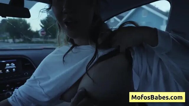 Seductive Asian teen fucks her boyfriend intense in the car