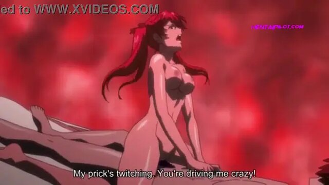 Redhead teen fantasies: wet pussy riding dildo in anime hentai