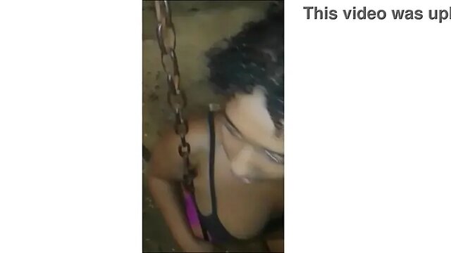 18yo ebony teen gives sloppy blowjob in public