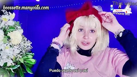 Soft-Bodied Blonde in Red Bow and Emo Makeup Tease Review'