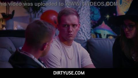 Two studs gangbanged Leana Lovings at a wild Halloween party till she screams 'DirtyUse'!
