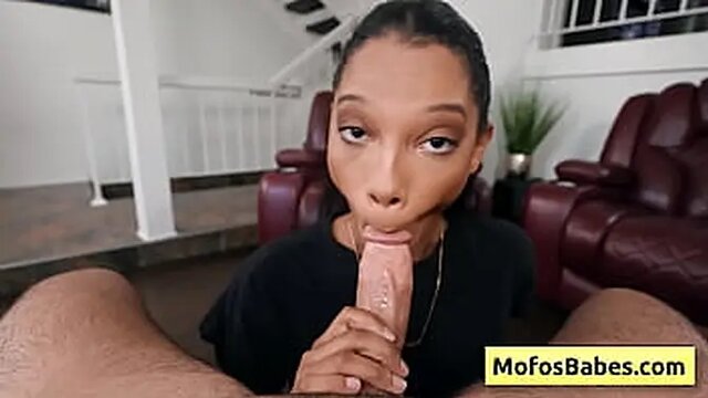 Ebony Teen Sucks Big Cock & Balls - POV Style