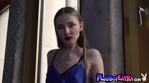 Raunchy Russian cutie Stella exposes teen flesh as she gets naked & ready for nasty cam action
