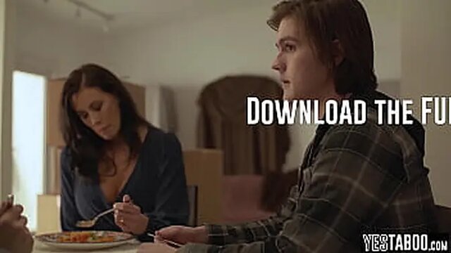 Busty mature MILF Reagan Foxx joins the fun in a teen couple's robbery