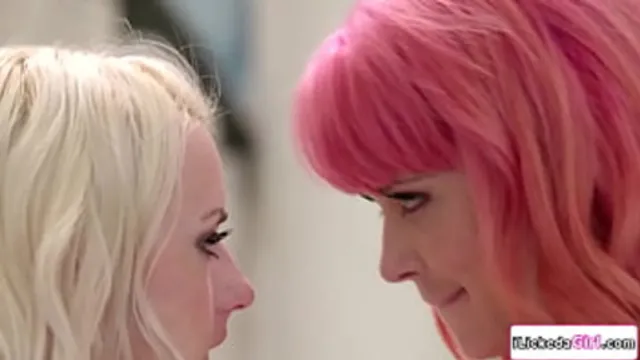 Big tits lesbian milf toying her teen housekeepers pussy