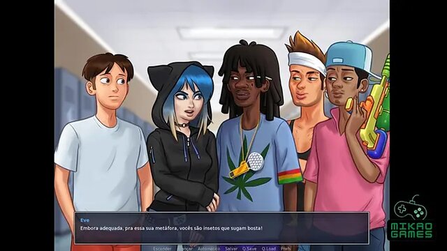 Teen blonde with large boobs seduces goth girl in school