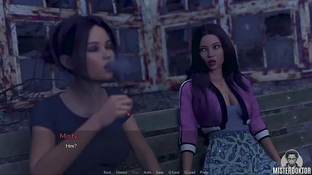 Brunette slut with big, perfect tits gives sexy kiss