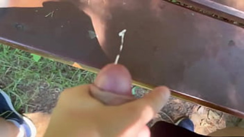 Outdoor Park Bench Cumshot Public XXX Action
