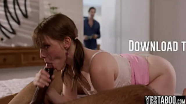 Petite teen deepthroats and humps BBC in slutty threesome