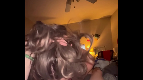 Cheating teen gives dirty blowjob POV