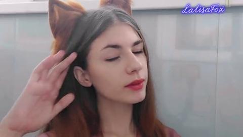 Fox femme goes down on silicone strap-on