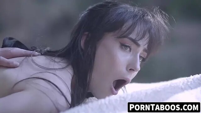 Petite brunette teen gets Charles Dera's creampie in her ass