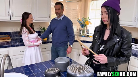 Stepdaughters compete for stepdad's attention