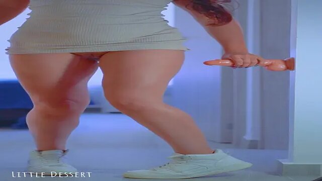 Asian teen girl in sexy dress teases with dildo before getting real orgasm