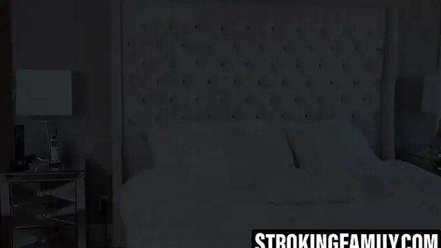 Teen Kasey Miller gives deepthroat blowjob while mature MILF watches