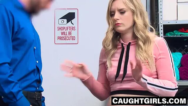 Blonde shoplifter's big cock punishment leads to creampie