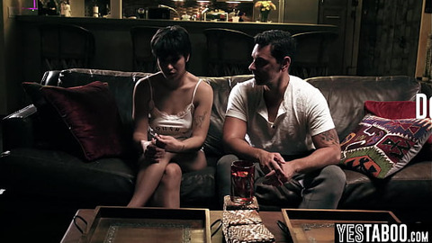 Stepdad seduces twin Latina teens with big asses and passionate lesbian vibes