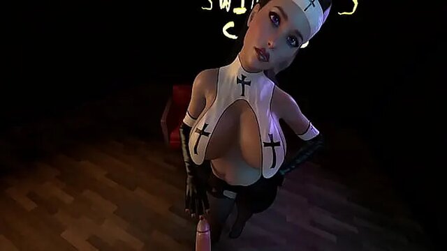 3D anime nun takes big cock in POV blowjob