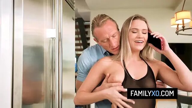 Family Vacation Tease: Teen Blonde Sucks and Cums