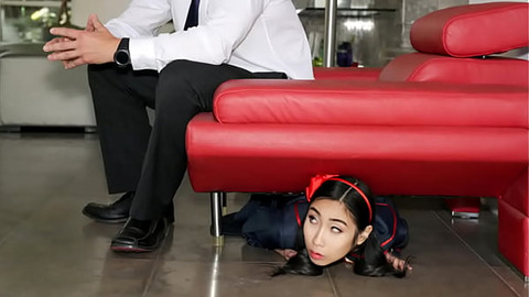 Chasing and Catching a Tiny Asian Doll for a Rough Ride