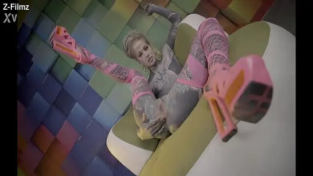 Tattooed Teen with Tiny Tits Gapes and Plays with Her Ass