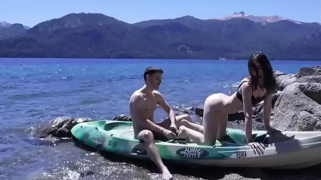 Horny teen couple gets caught having sex on public beach - HUGE cumshot amateur