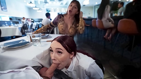 Sneaky Waitress Fucks Me Hard in the Restaurant    We Get Caught