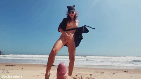 Teen girl gets gangbanged by multiple dudes on a beach