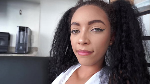 Vitoria Slim, 19 years green-eyes very slim Brazilian ebony, gets hard fucked by 3 big cocks (DAP, 0% pussy, Anal, teen 18 , DATM, bbc, dirty talk) OB566