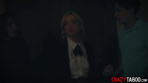 Nerdy teen Lexi Lore summoned a demonic spirit and got fucked by two dirty classmates