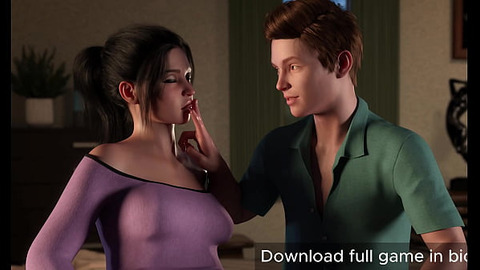 Hot teen gets fingered in her room and licks her own cum from her man's hand - (You can download full game in bio)