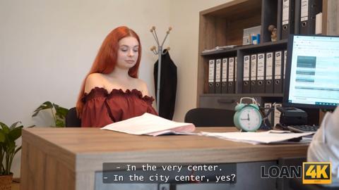 LOAN4K. Young redhead bitch came to show her big tits and fuck in the office for a loan