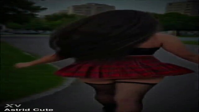 Long-haired Latina fresh with thick booty shakes her sultry skirts