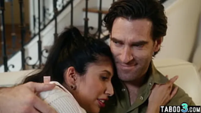 Petite Latina teen Penelope Woods  seduced by her surprised stepdaddy